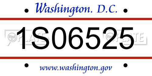 1S06525 District Of Columbia License Plate
