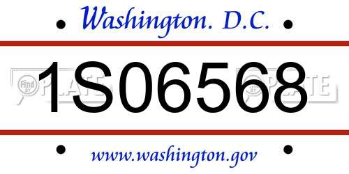 1S06568 District Of Columbia License Plate
