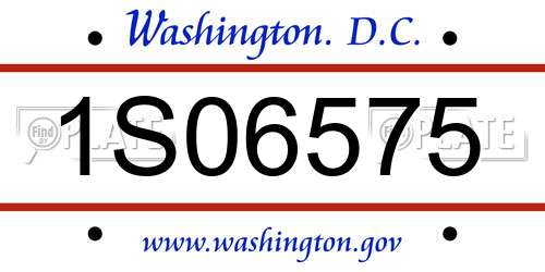 1S06575 District Of Columbia License Plate