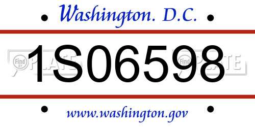 1S06598 District Of Columbia License Plate