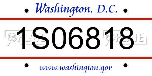 1S06818 District Of Columbia License Plate