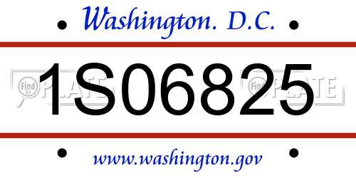 1S06825 District Of Columbia License Plate