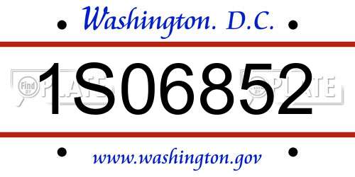 1S06852 District Of Columbia License Plate
