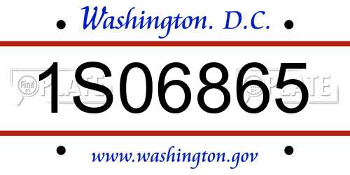 1S06865 District Of Columbia License Plate