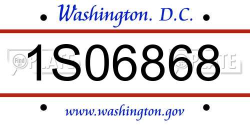 1S06868 District Of Columbia License Plate