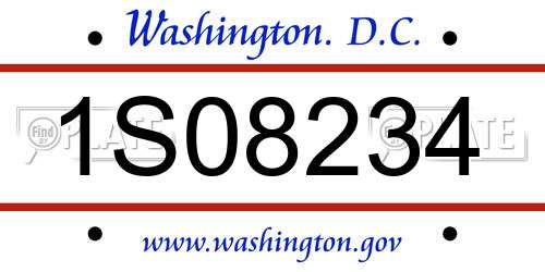 1S08234 District Of Columbia License Plate