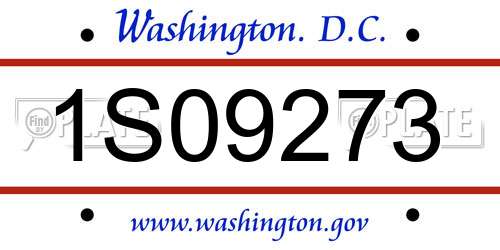 1S09273 District Of Columbia License Plate