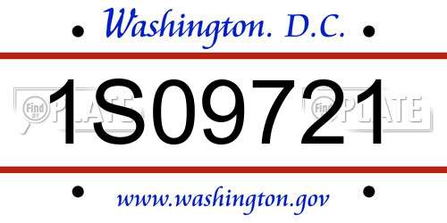 1S09721 District Of Columbia License Plate
