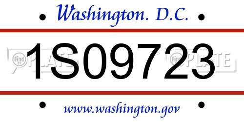 1S09723 District Of Columbia License Plate