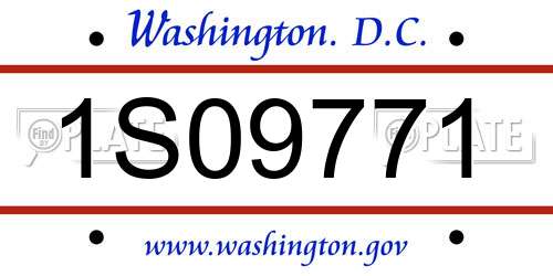 1S09771 District Of Columbia License Plate