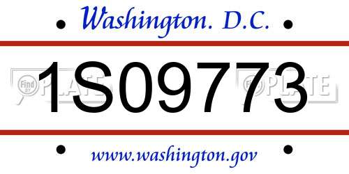 1S09773 District Of Columbia License Plate