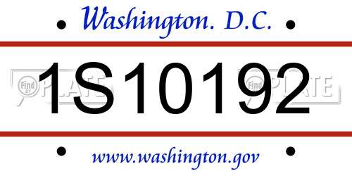 1S10192 District Of Columbia License Plate