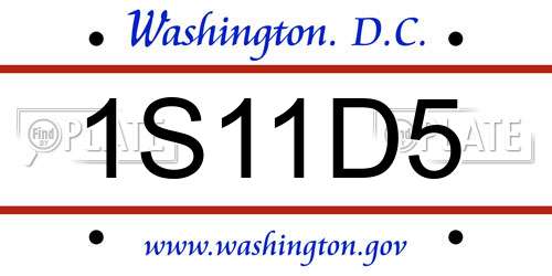 1S11D5 District Of Columbia License Plate