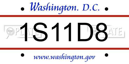 1S11D8 District Of Columbia License Plate