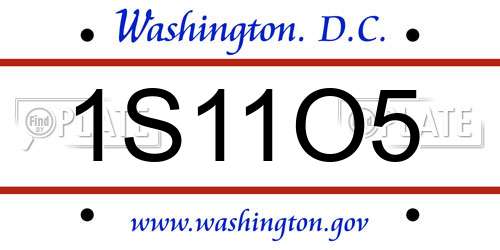 1S11O5 District Of Columbia License Plate