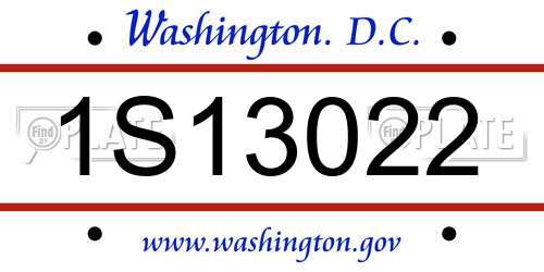 1S13022 District Of Columbia License Plate