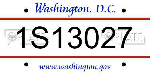 1S13027 District Of Columbia License Plate