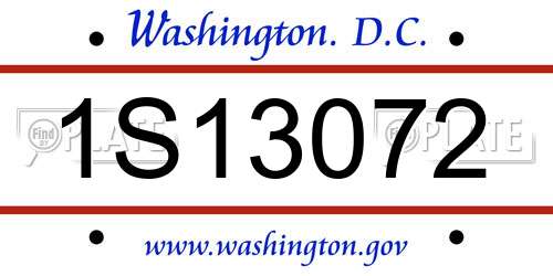 1S13072 District Of Columbia License Plate