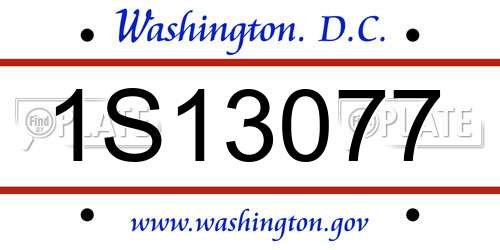 1S13077 District Of Columbia License Plate