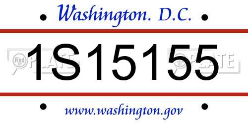 1S15155 District Of Columbia License Plate