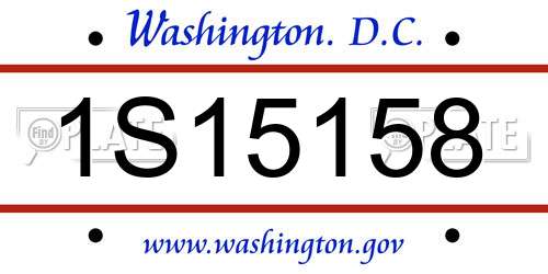 1S15158 District Of Columbia License Plate