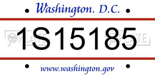 1S15185 District Of Columbia License Plate
