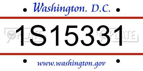 1S15331 District Of Columbia License Plate
