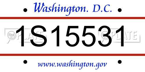 1S15531 District Of Columbia License Plate