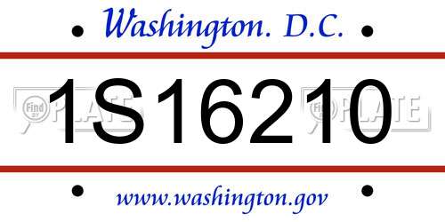 1S16210 District Of Columbia License Plate