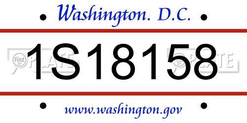 1S18158 District Of Columbia License Plate
