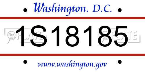 1S18185 District Of Columbia License Plate