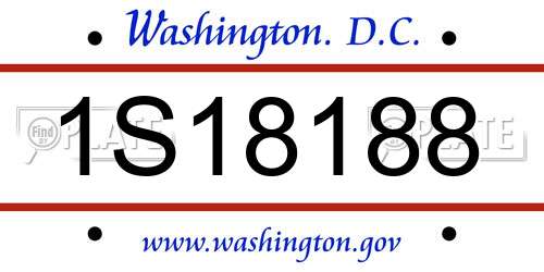 1S18188 District Of Columbia License Plate