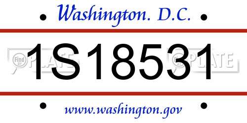 1S18531 District Of Columbia License Plate