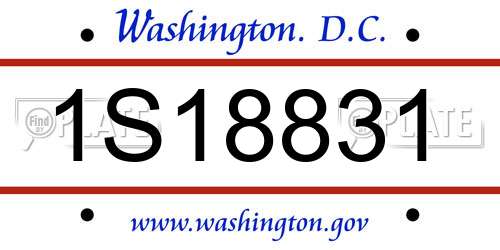 1S18831 District Of Columbia License Plate