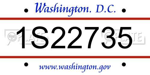 1S22735 District Of Columbia License Plate