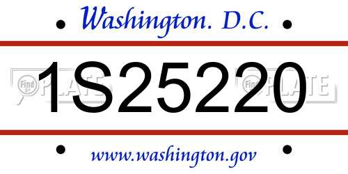 1S25220 District Of Columbia License Plate