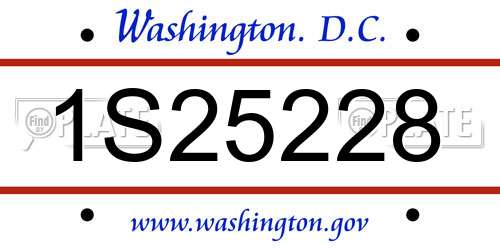 1S25228 District Of Columbia License Plate
