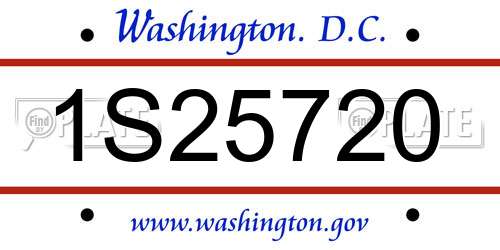 1S25720 District Of Columbia License Plate