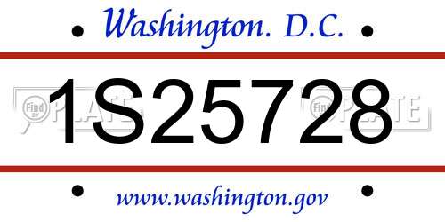 1S25728 District Of Columbia License Plate