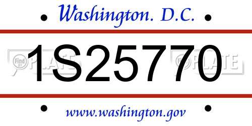 1S25770 District Of Columbia License Plate