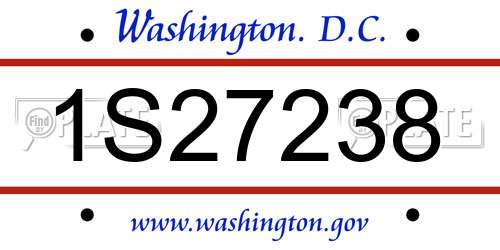 1S27238 District Of Columbia License Plate