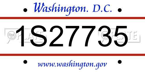 1S27735 District Of Columbia License Plate