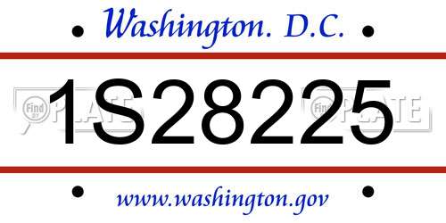 1S28225 District Of Columbia License Plate