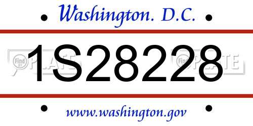 1S28228 District Of Columbia License Plate