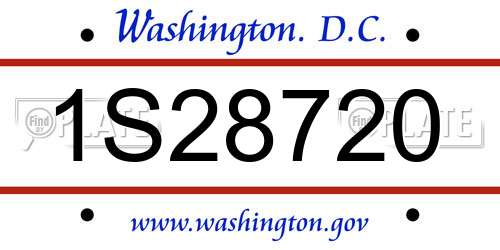 1S28720 District Of Columbia License Plate