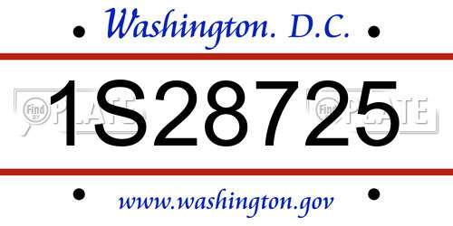 1S28725 District Of Columbia License Plate