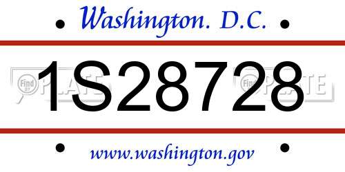 1S28728 District Of Columbia License Plate