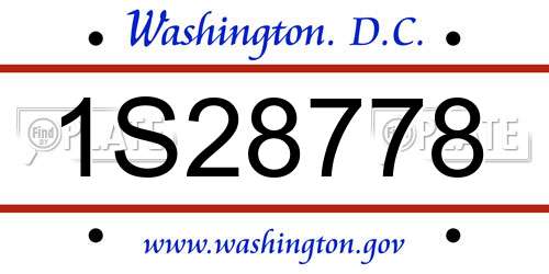 1S28778 District Of Columbia License Plate