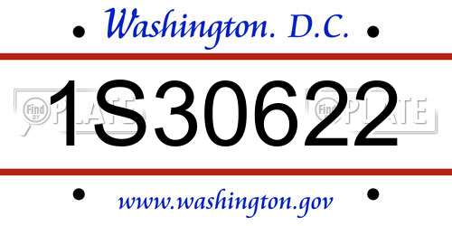 1S30622 District Of Columbia License Plate