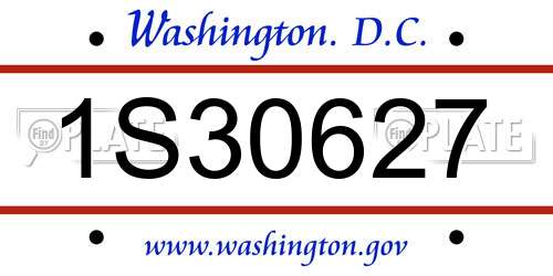 1S30627 District Of Columbia License Plate
